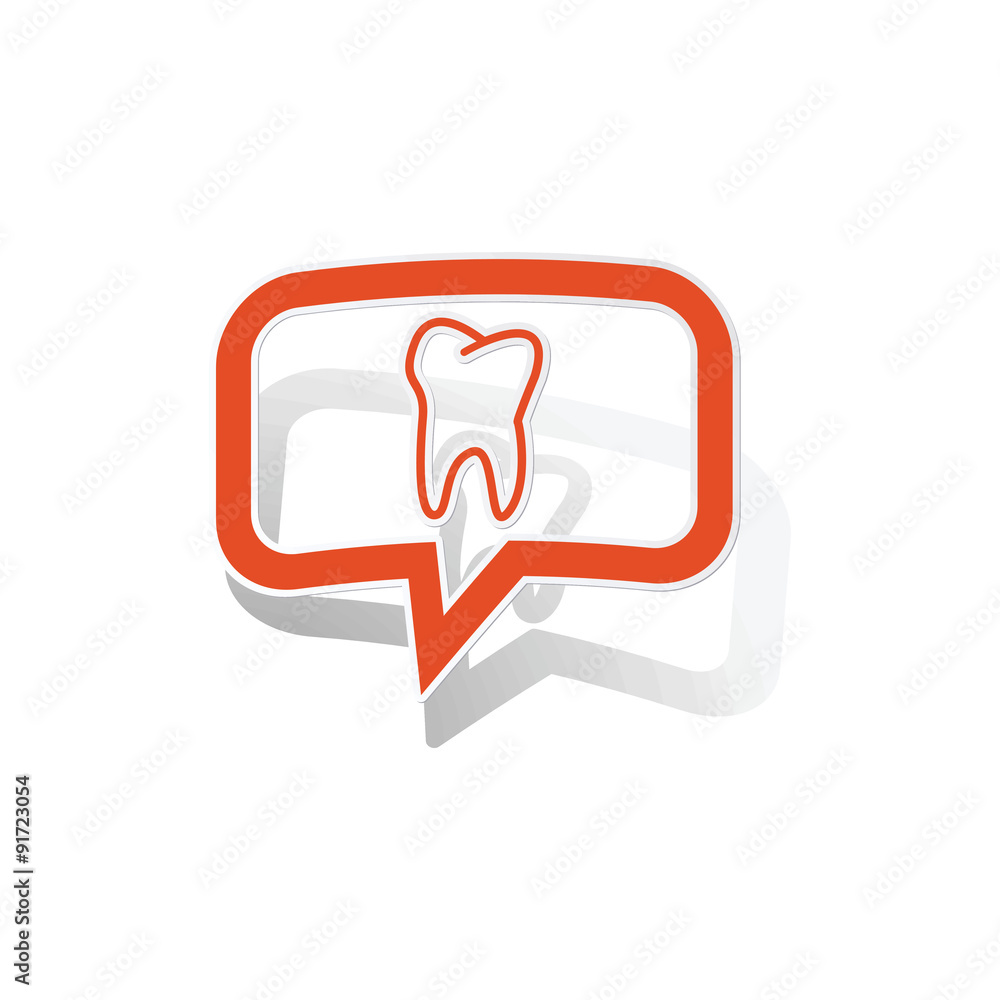 Fototapeta premium Tooth message sticker, orange