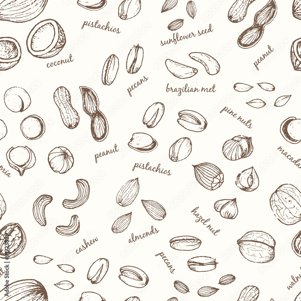 Nuts set seamless pattern Nuts set seamless pattern