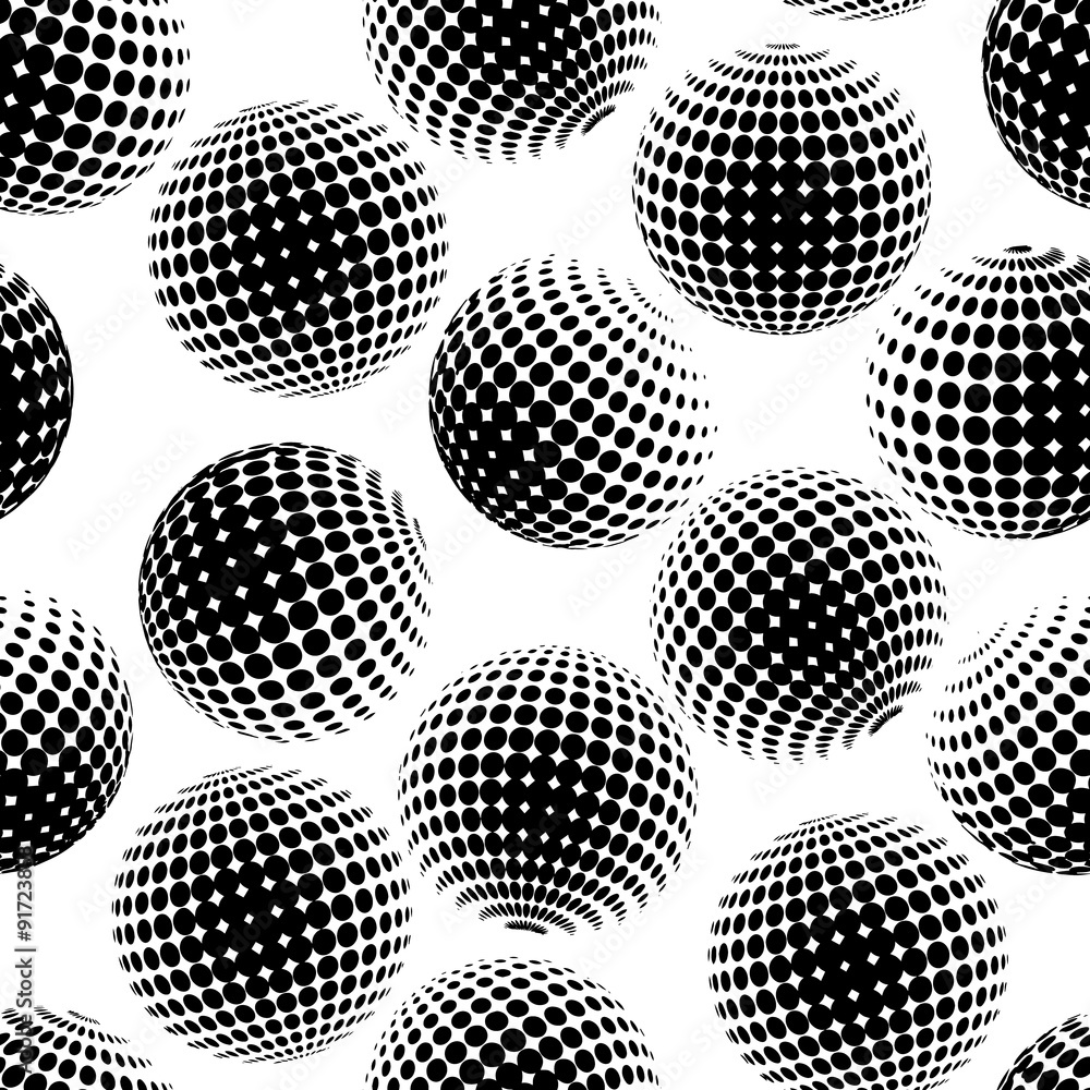 Abstract Halftone Circle Seamless Pattern.