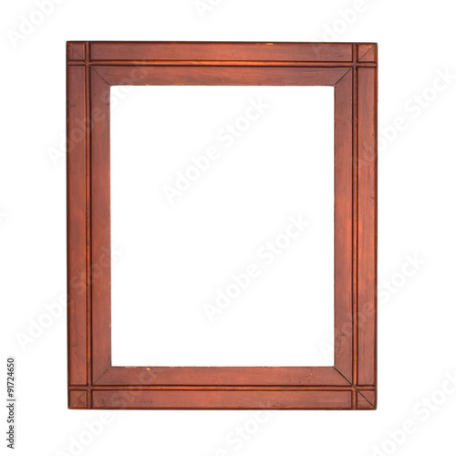 Wooden frame isolated on white background.