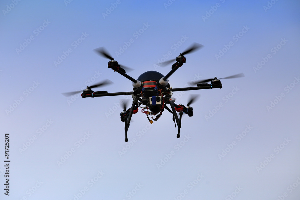 flying drone with an octocopter for video and photo productions flying drone with an octocopter for video and photo productions