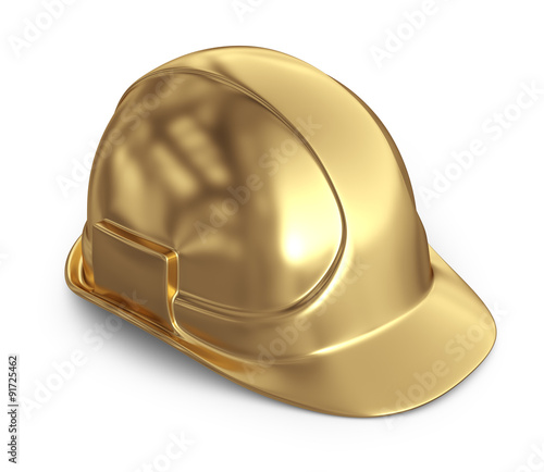 Golden helmet. 3D Icon isolated on white background