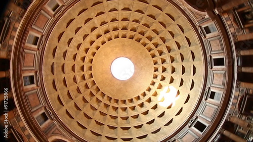 Interior Pan Shot Tourist Visiting Roof of Pantheon Piazza della Rotonda at Rome Lazio Italy