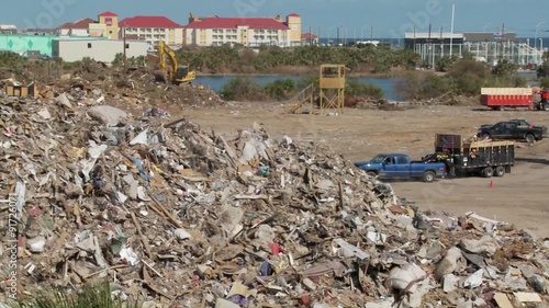 Junk is piled up in the wake of the devastation of Hurricane Ike in Galveston,  Texas. photo