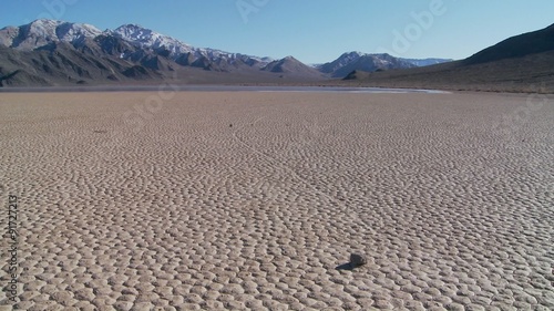 The mysterious rocks which race across the dry lakebed known as the Racetrack in Death Valley.