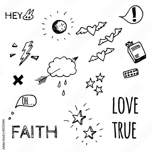Doodle style sketches on Love theme