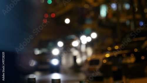 Wallpaper Mural Pan across city blur background. Moving bokeh circles of night traffic.
 Torontodigital.ca