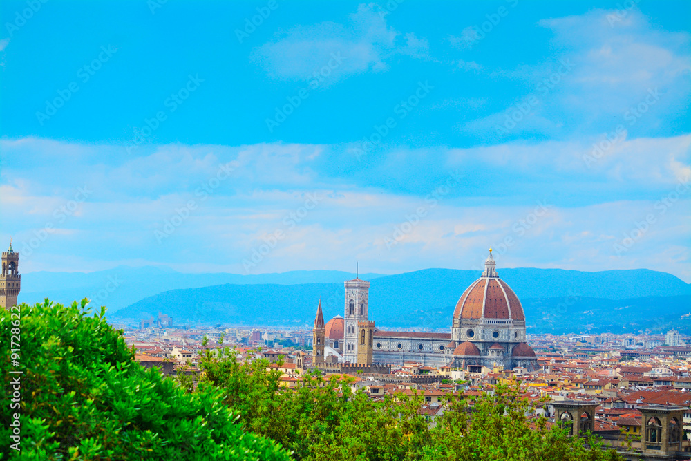 Santa Maria del Fiore in Florence on a clear springtime day