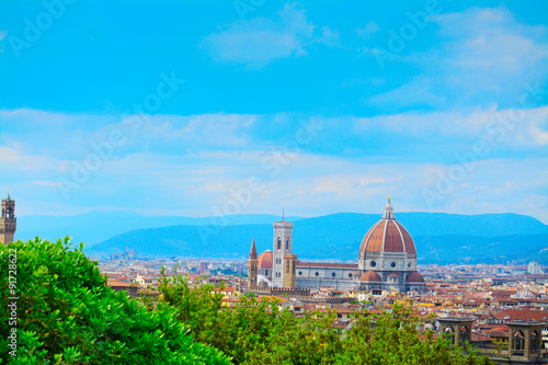 Santa Maria del Fiore in Florence on a clear springtime day