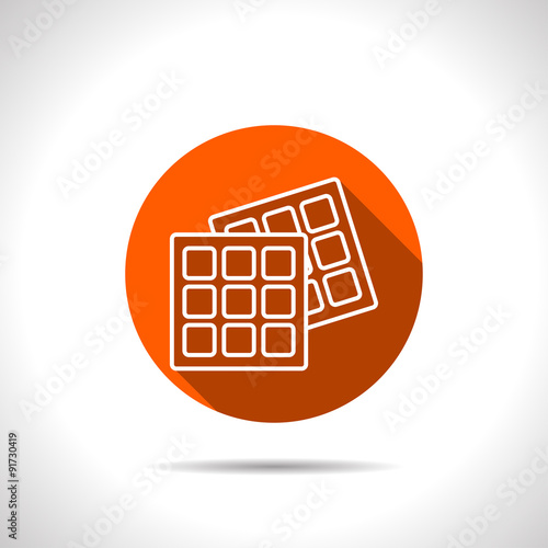 Vector belgian waffles orange icon with flat shadow