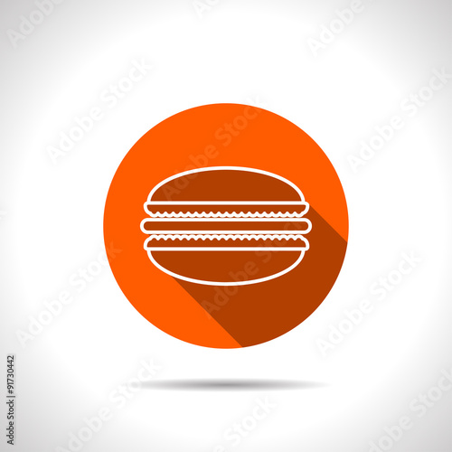 Vector macaroon orange icon with flat shadow