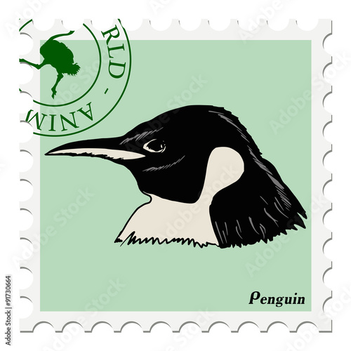 stamp with penguin