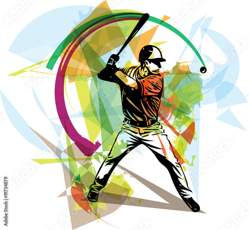 Photography Illustration of baseball player playing