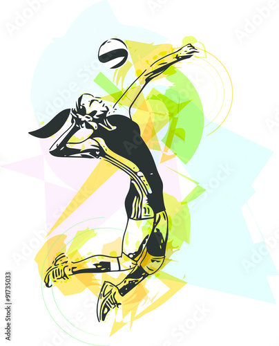 Illustration of volleyball player playing