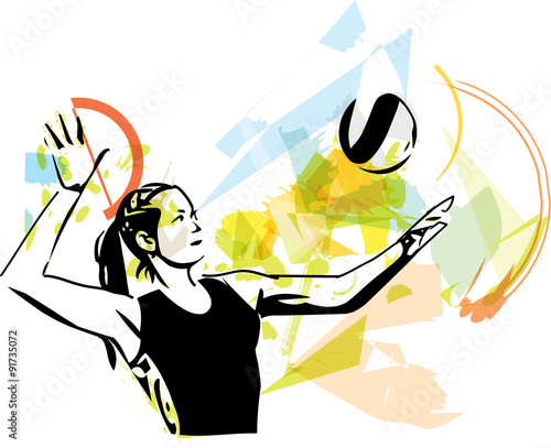 Illustration of volleyball player playing