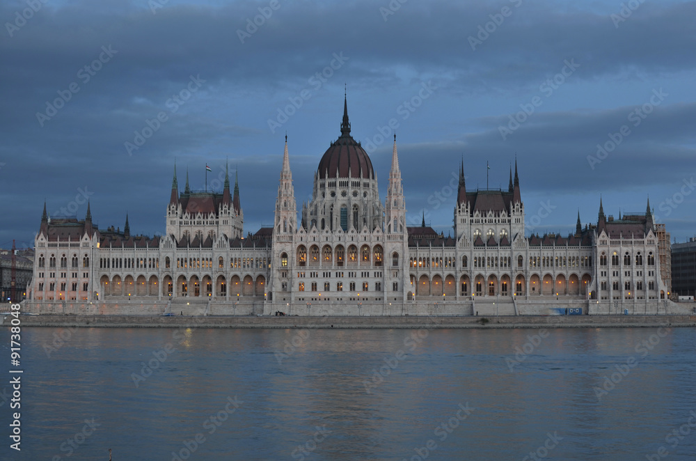 Parliament of Budapest, evening view 