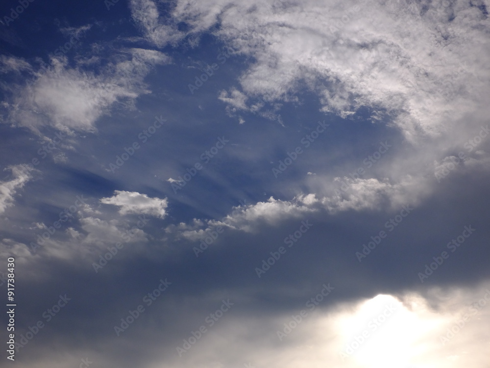 Obraz premium cloudy blue sky and the sun beam