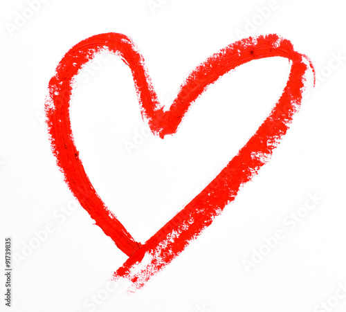 lipstick heart shape on white background