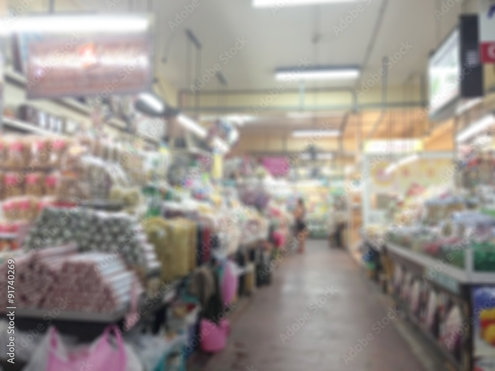Blur of local market in Chiang Mai Thailand for background use