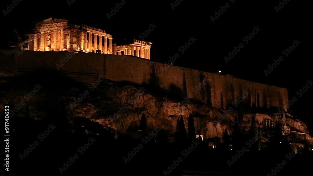 Night shot of the Acropolis and Parthenon on the hilltop in Athens, Greece. Night shot of the Acropolis and Parthenon on the hilltop in Athens, Greece.