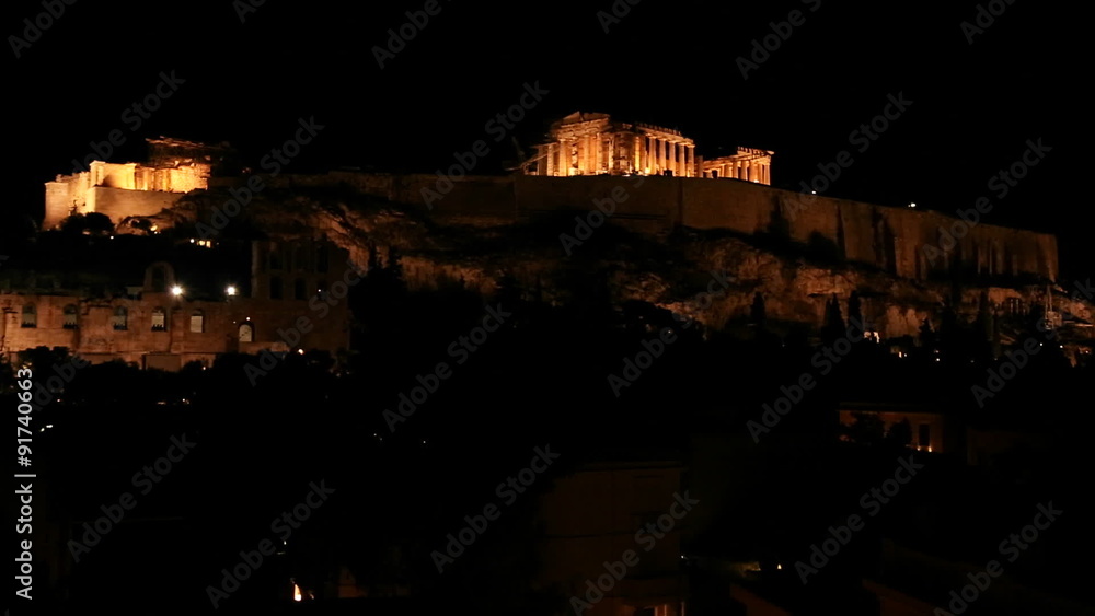 Night shot of the Acropolis and Parthenon on the hilltop in Athens, Greece. Night shot of the Acropolis and Parthenon on the hilltop in Athens, Greece.