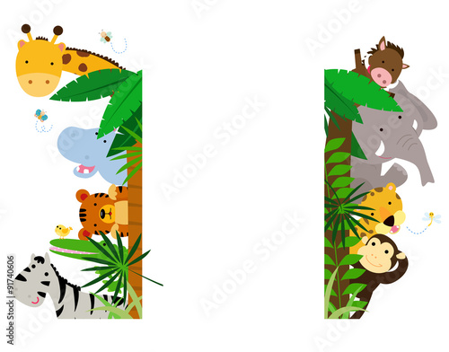 Fun Jungle Animals Border