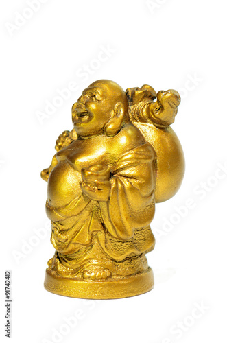 Statuette Buddha on white as background