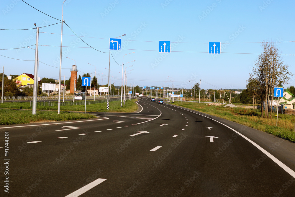 road route marking trees