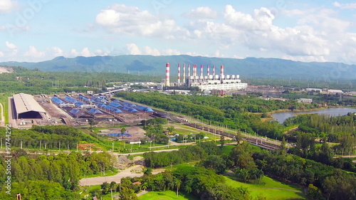 Aerial view of lignite power plant in lampang thailand 