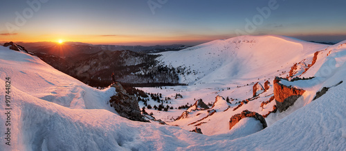 Panorama of winter mountain, Slovakia frozen landscape #91744824