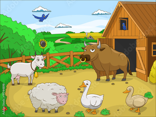 Farm cartoon educational illustration