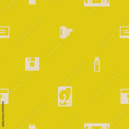 Seamless background with data storage icons for your design