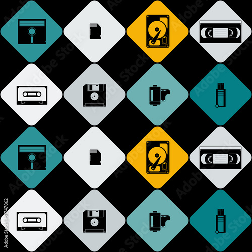 Seamless background with data storage icons for your design