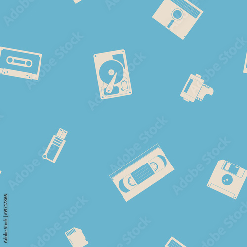 Seamless background with data storage icons for your design