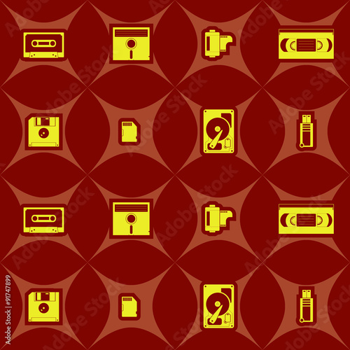 Seamless background with data storage icons for your design