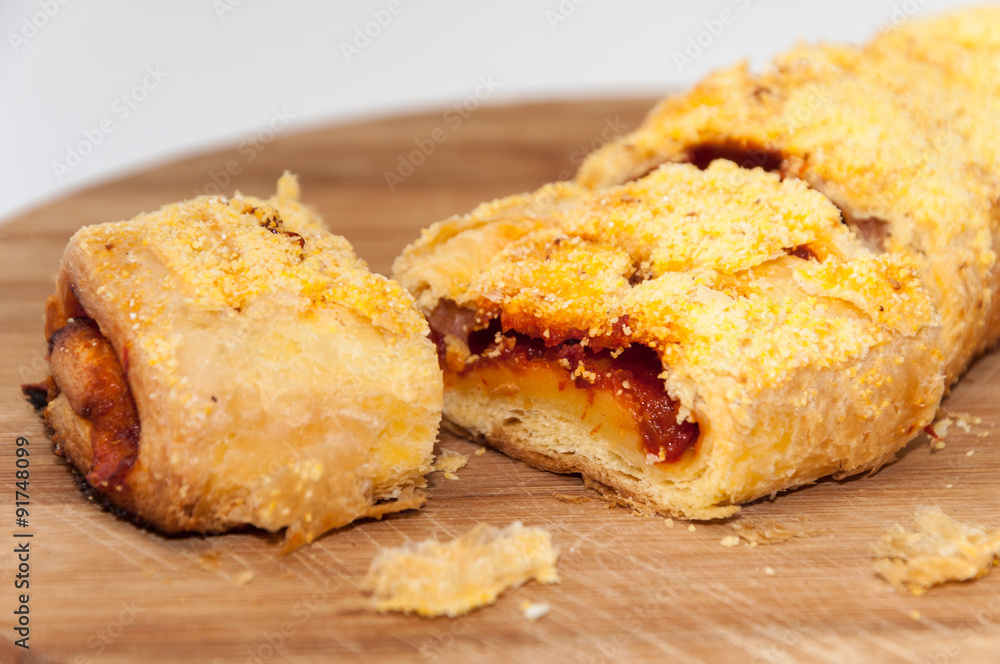 Sliced pastry baked in corn flour Sliced pastry baked in corn flour