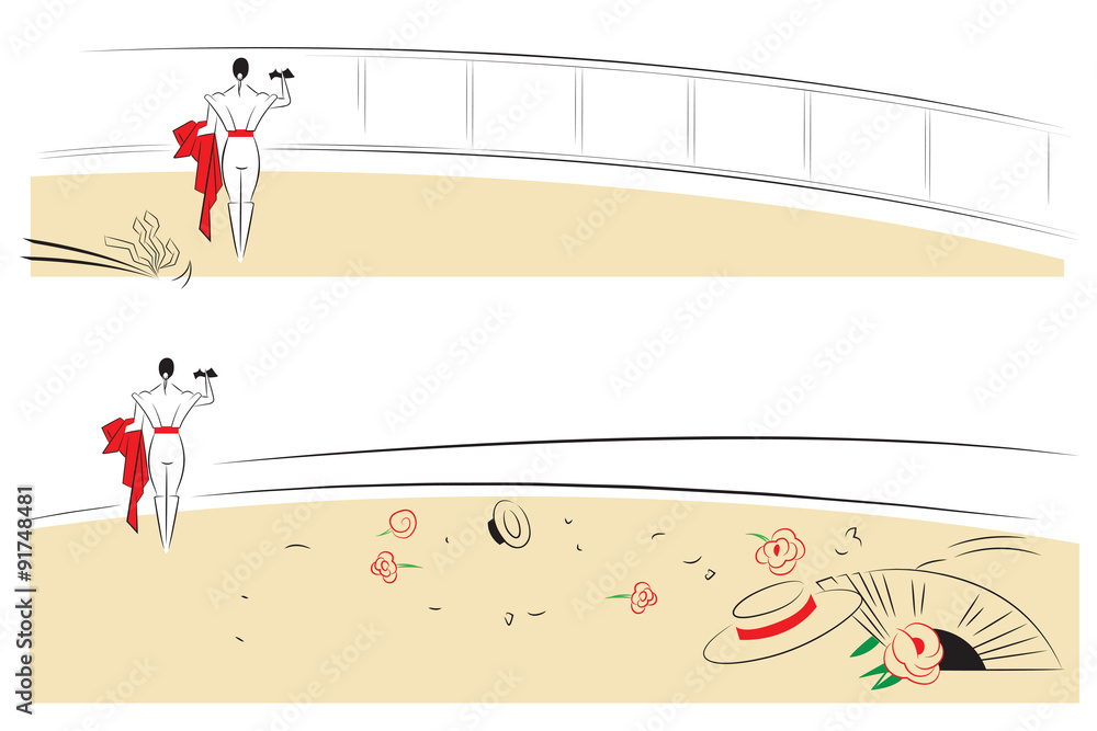 Obraz premium Vector illustration - Abstract paintings on the theme of bullfig