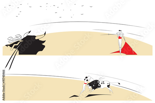Vector illustration - Abstract paintings on the theme of bullfig