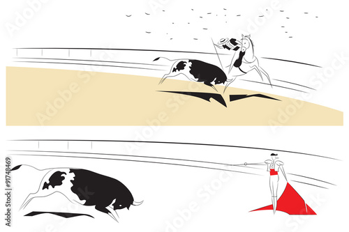Vector illustration - Abstract paintings on the theme of bullfig