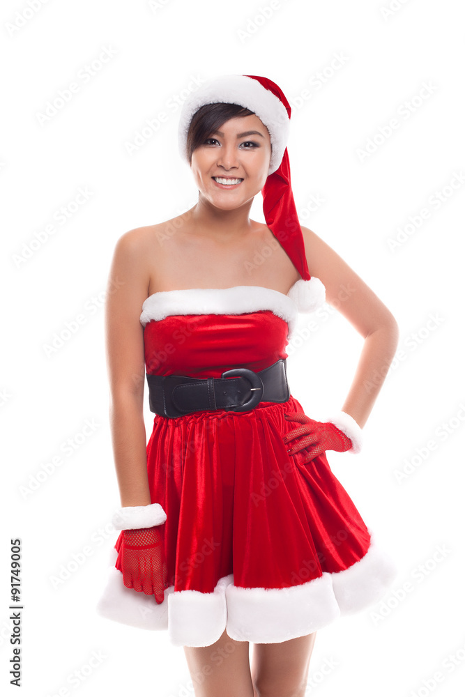 Young happy Christmas girl smile isolated on white background Young happy Christmas girl smile isolated on white background