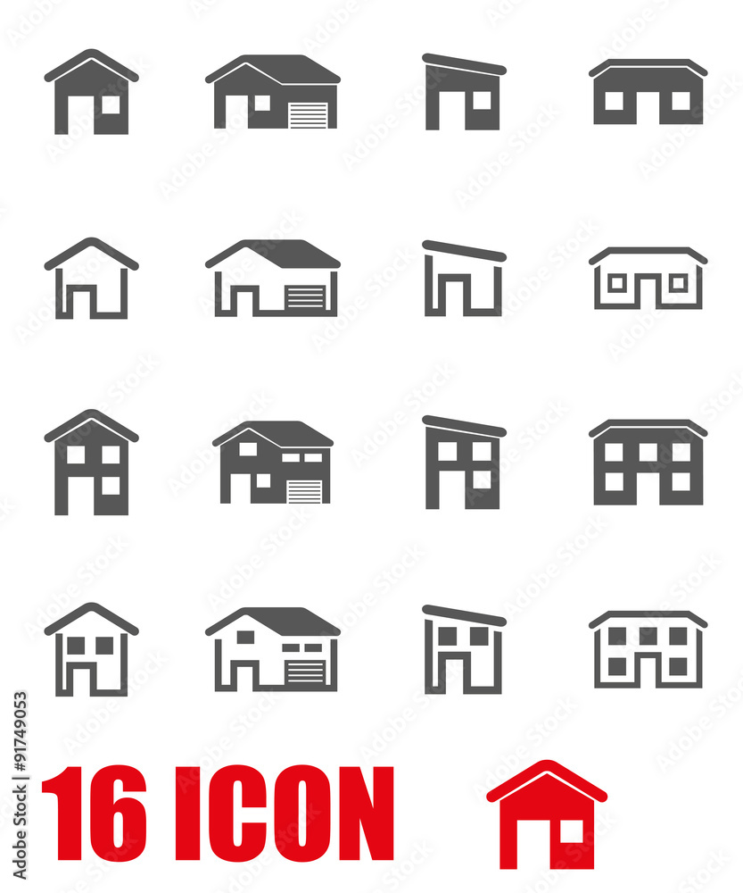 Vector grey house icon set