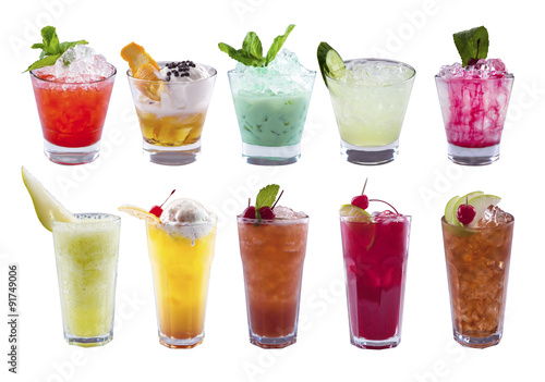 Set of alcoholic cocktails