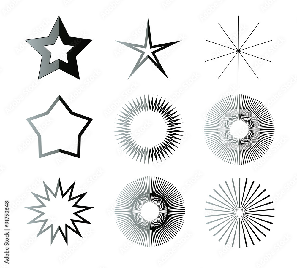 Black and white star shapes Black and white star shapes