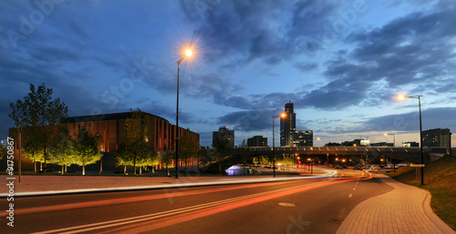 Centrum of Katowice in the ewening.