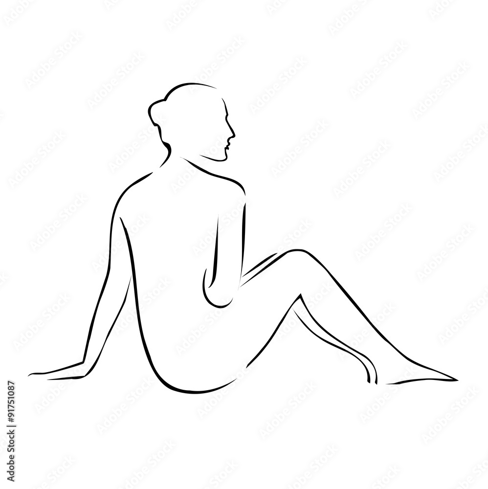 Abstract drawing of a nude woman at a spa Abstract drawing of a nude woman at a spa