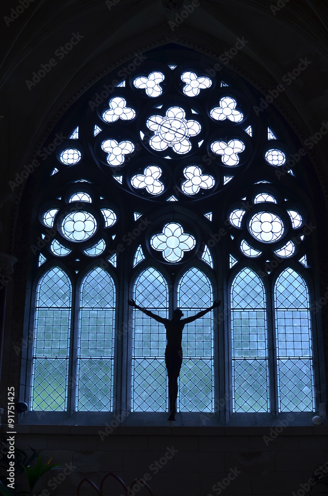 Stained Glass in the church of Kylemore Abbey Stained Glass in the church of Kylemore Abbey