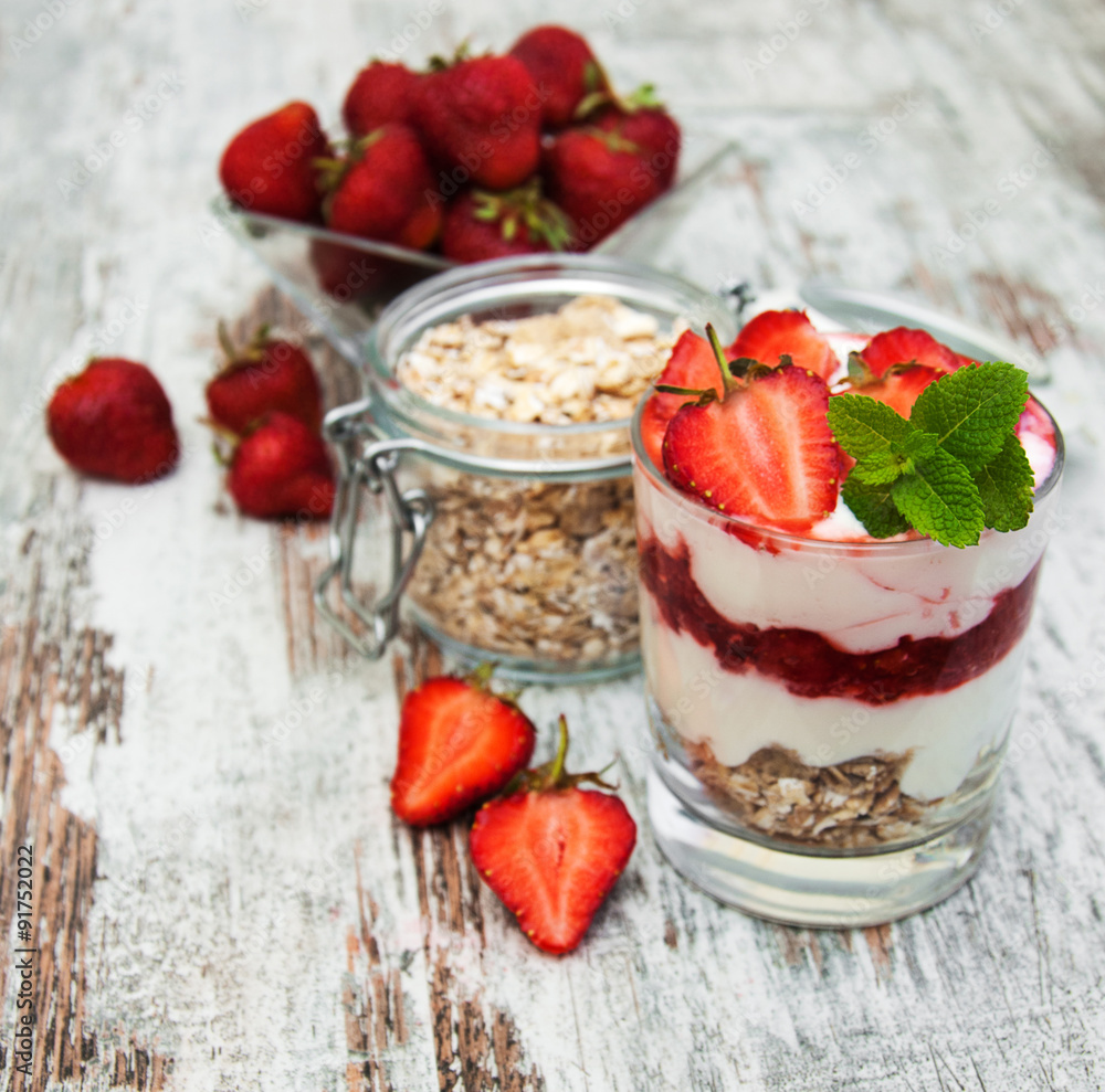 strawberry yogurt with muesli strawberry yogurt with muesli