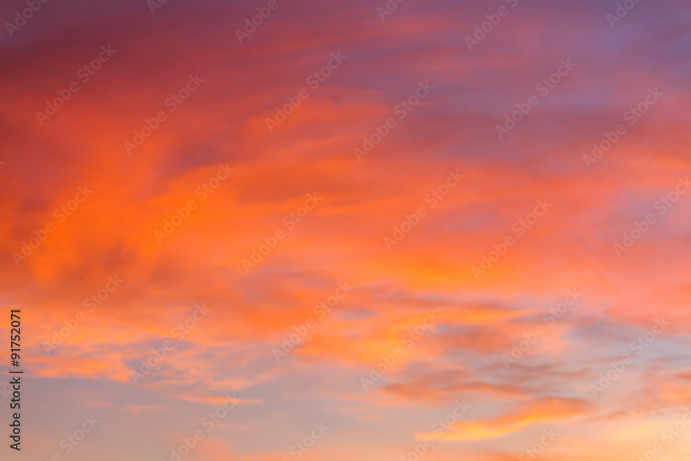 Dramatic sunrise sky with clouds.Blur or Defocus image.