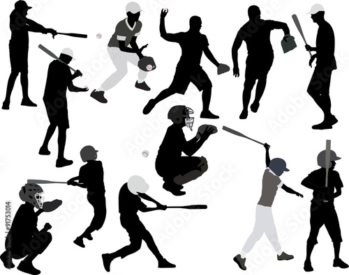 baseball players vector silhouette