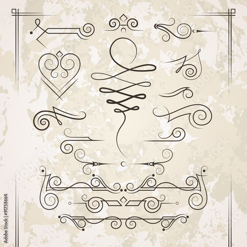 Vector set of elegant curls and swirls. Elements for design